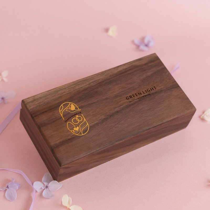 百年好盒・笔翼双飞 | 结婚纪念对笔礼盒・可雷射雕刻 - 钢笔 - 木头 咖啡色