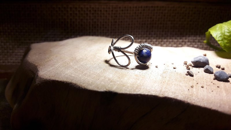 戒指◎青金石可调式绕线不锈钢爱心戒指 - 戒指 - 宝石 
