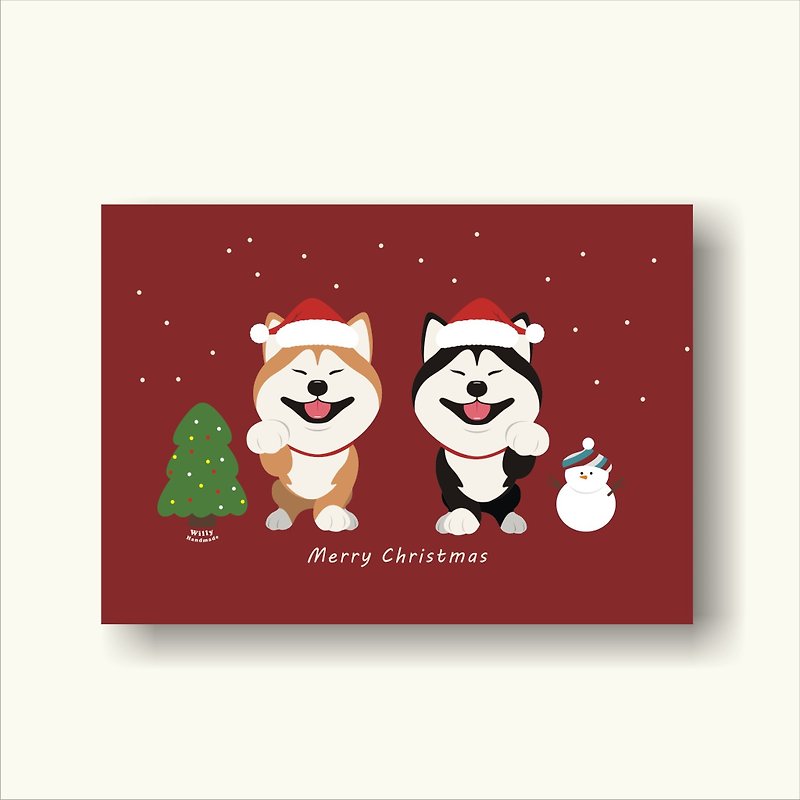 柴犬圣诞节明信片 - 卡片/明信片 - 纸 