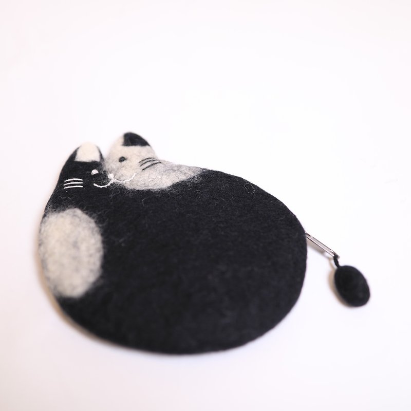 乳牛猫零钱包-公平贸易 - 零钱包 - 羊毛 黑色