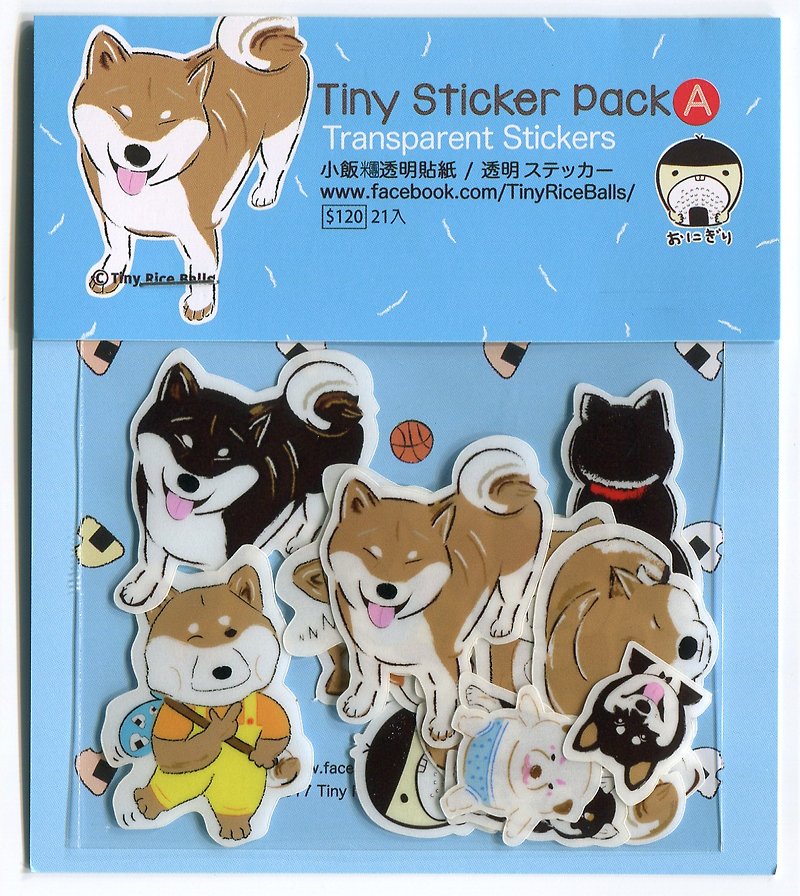 小饭团  柴犬透明贴纸包 共21枚 A款  手机壳贴纸 - 贴纸 - 塑料 