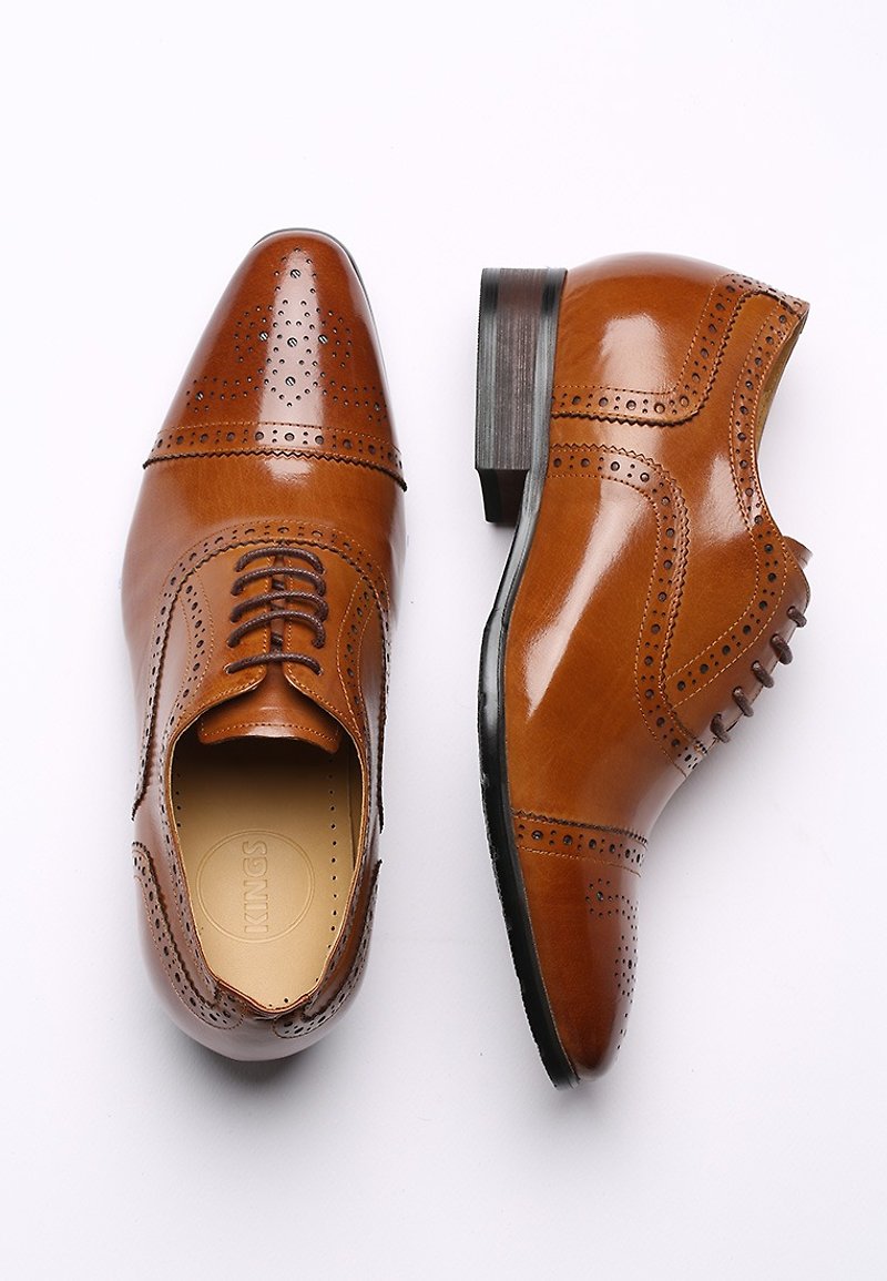 Kings Collection 真皮戈尔韦增高鞋增高三寸 KV80043啡色 - 男款皮鞋 - 真皮 咖啡色