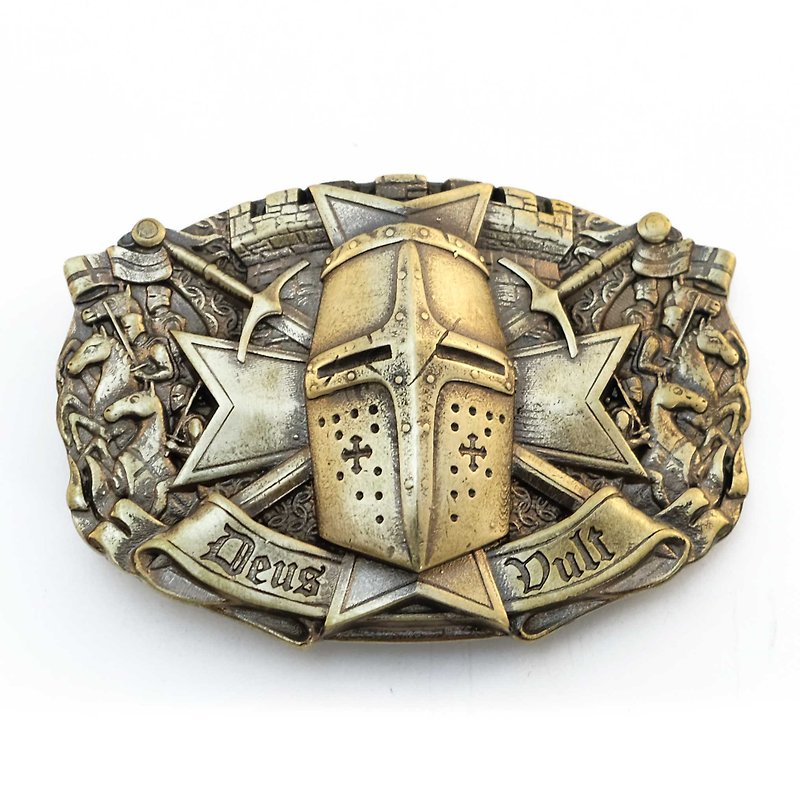 Templar soild brass belt buckle, Medieval knight belt - 腰带/皮带 - 其他材质 金色