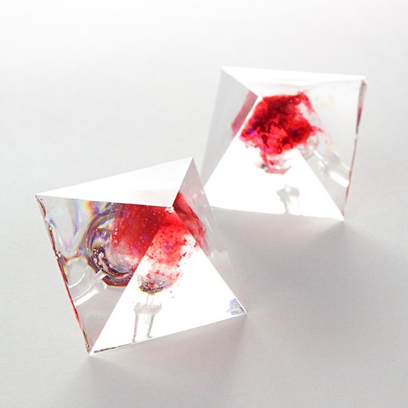 ピラミッドピアス(グレナデンシロップ) - 耳环/耳夹 - 其他材质 红色