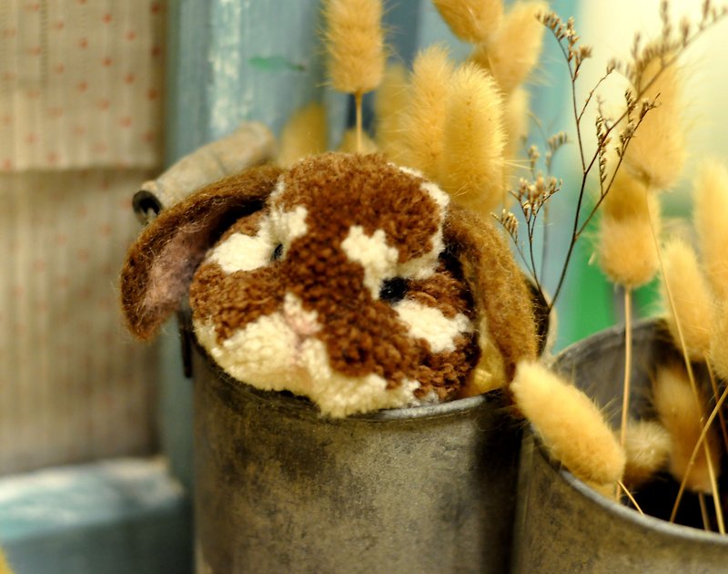 花兔毛球吊饰 - 其他 - 羊毛 咖啡色