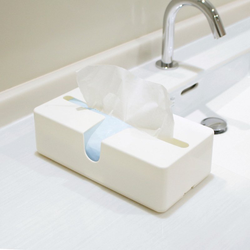 日本OKA 十字缓存式卫生纸/面纸盒 - 纸巾盒 - 塑料 白色