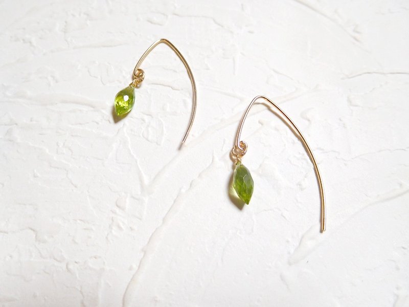 包14K金橄榄石优雅耳环 预定款 - 耳环/耳夹 - 其他材质 绿色