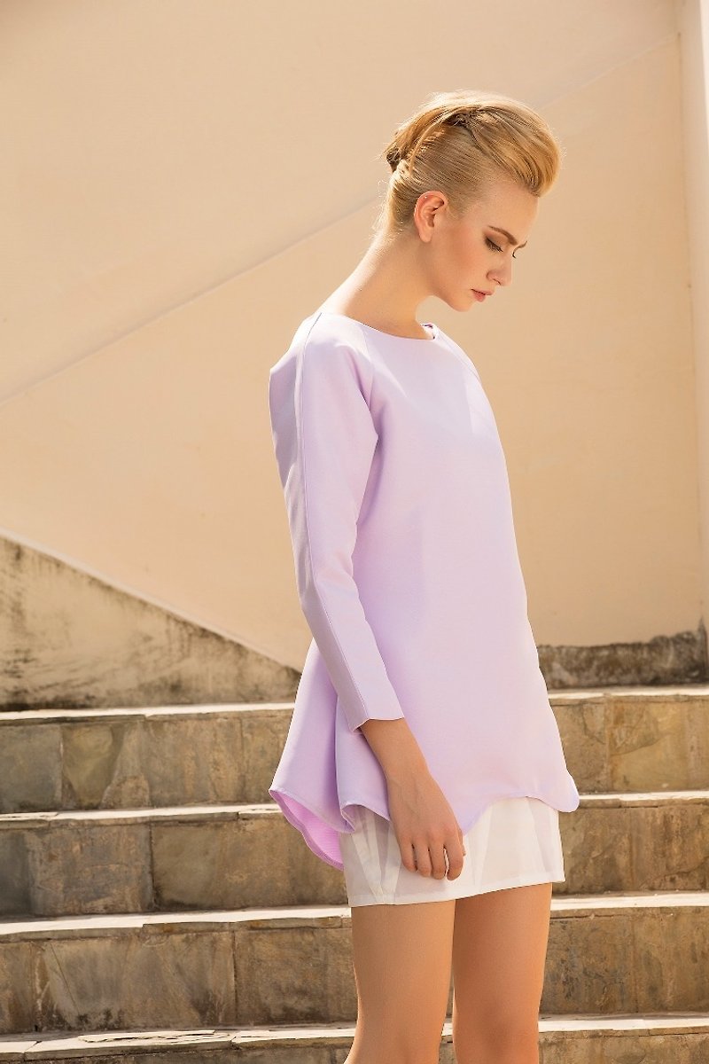 粉紫色波浪形伞裙 - 裙子 - 聚酯纤维 紫色