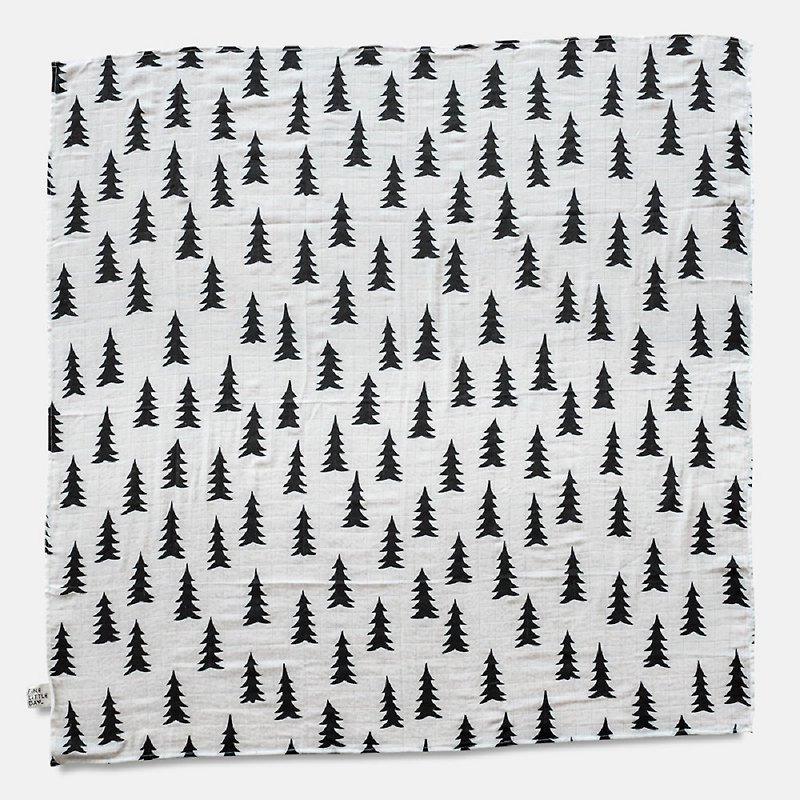 有机棉纱布包巾(森林 – 黑白) – GRAN MUSLIN BLANKET - 婴儿床上用品 - 棉．麻 黑色