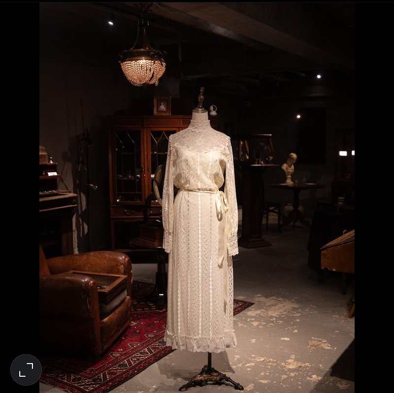 60s vintage Ivory colour little short dress - 晚装/礼服 - 棉．麻 黄色