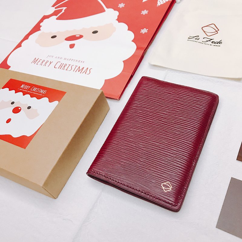 【La Fede】圣诞礼盒 护照夹+圣诞树集线器 - 护照夹/护照套 - 真皮 红色