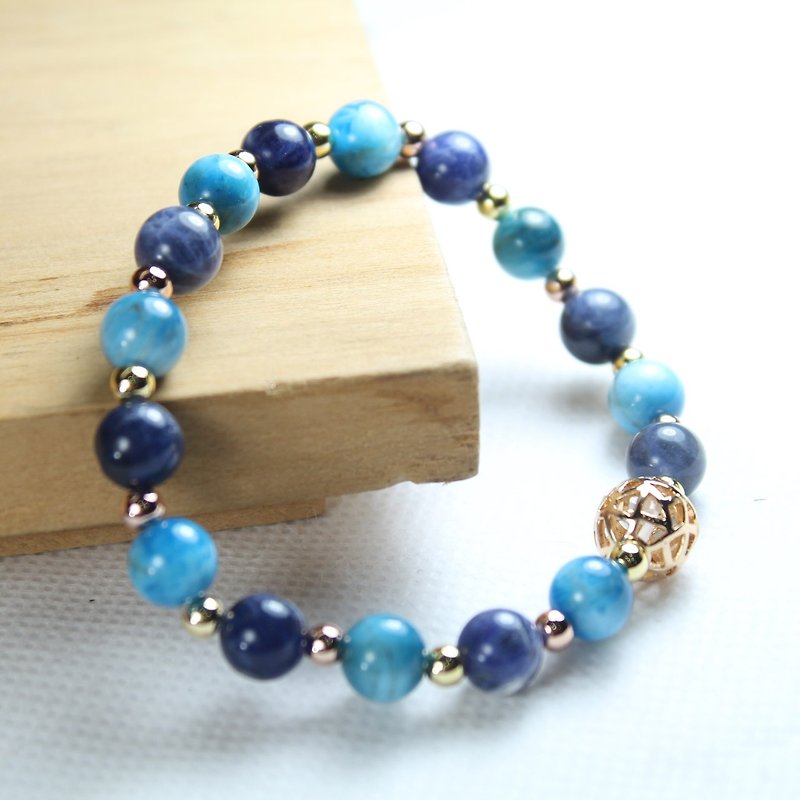 磷灰石方钠石海波串系列  镂空花珠　手链 - 手链/手环 - 宝石 蓝色