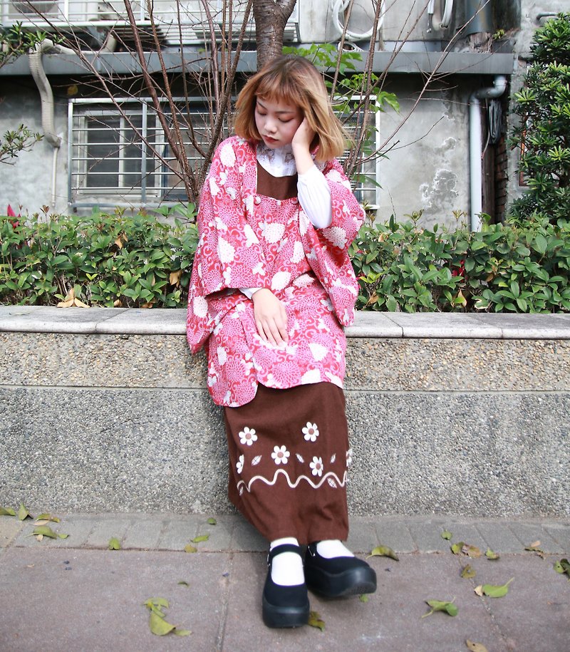 Back to Green::日本带回和服道行 小立领 庆典国花 vintage kimono (KBI-01) - 女装休闲/机能外套 - 丝．绢 
