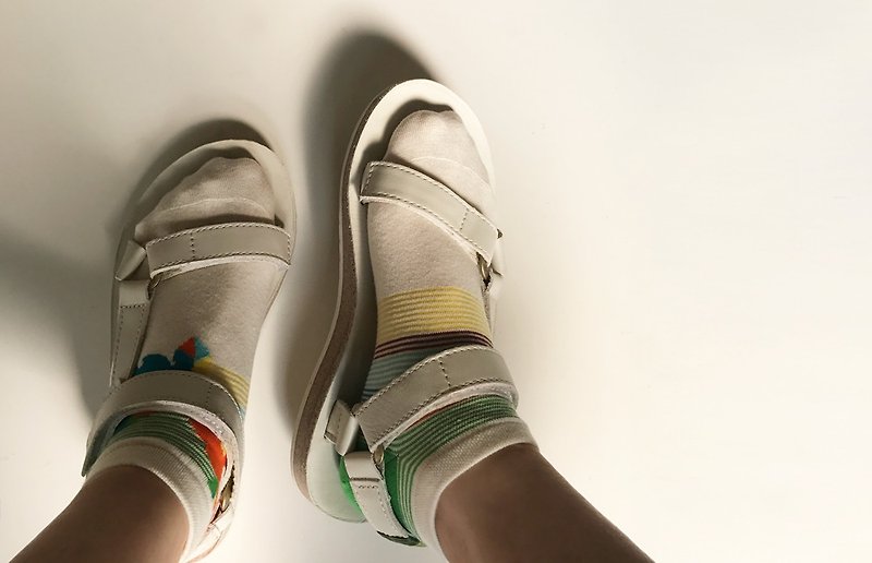 靴下ブルーミング ショート / irregular / socks / flower - 袜子 - 棉．麻 白色