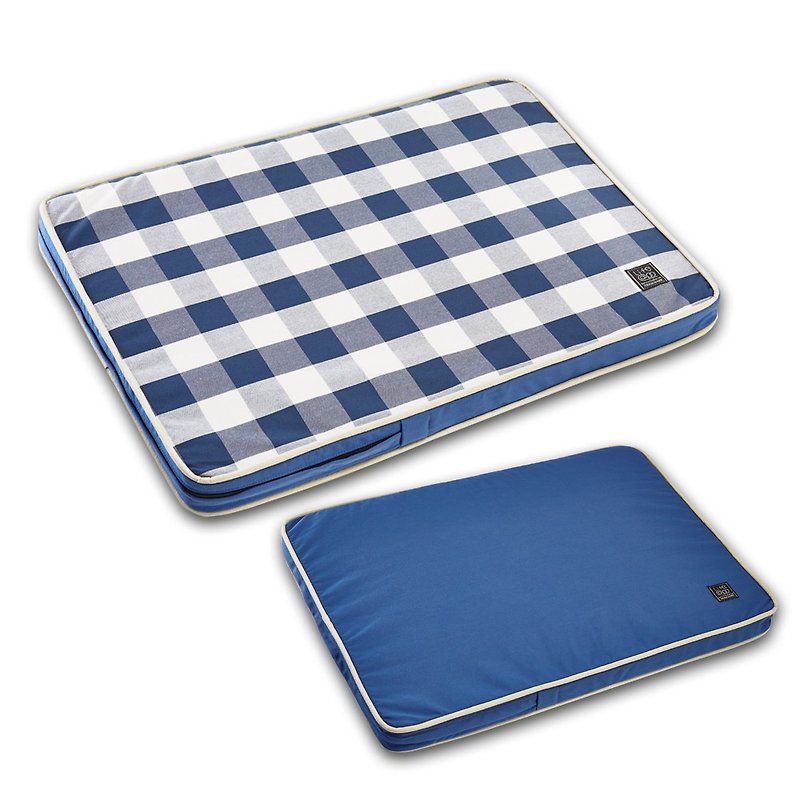 Lifeapp宠物缓压睡垫大格纹款---M (蓝白格) W80 x D55 x H5 cm - 床垫/笼子 - 其他材质 蓝色