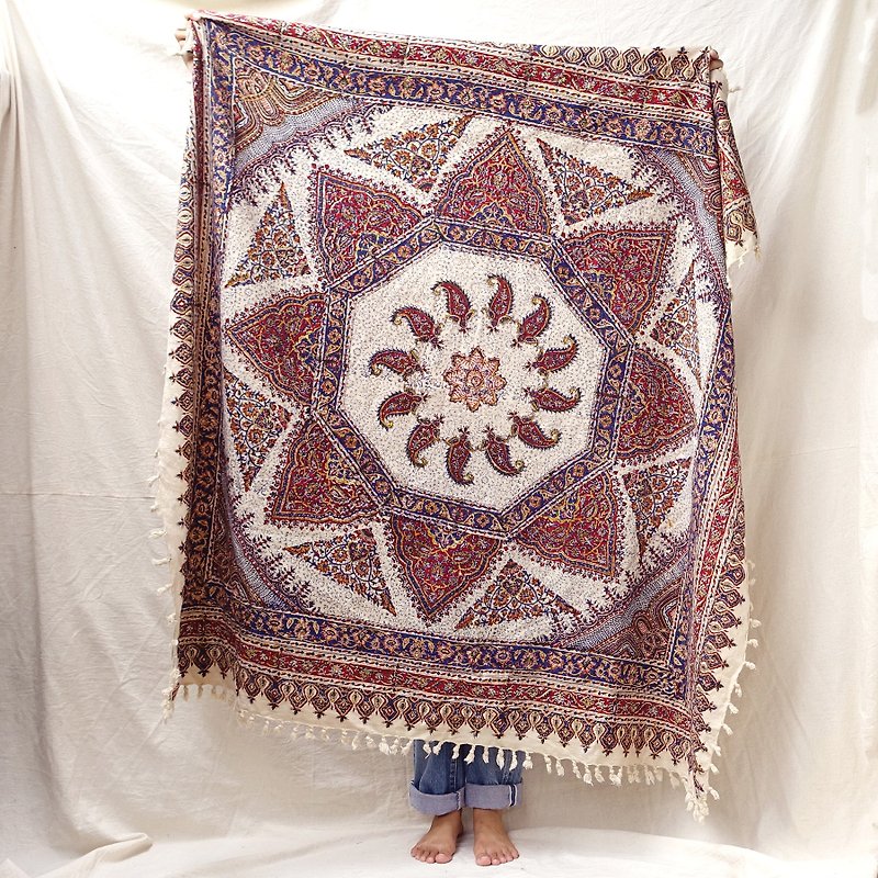 *BajuTua /老物/ 伊朗制 曼陀罗手工盖印棉毯 - 地垫/地毯 - 棉．麻 咖啡色