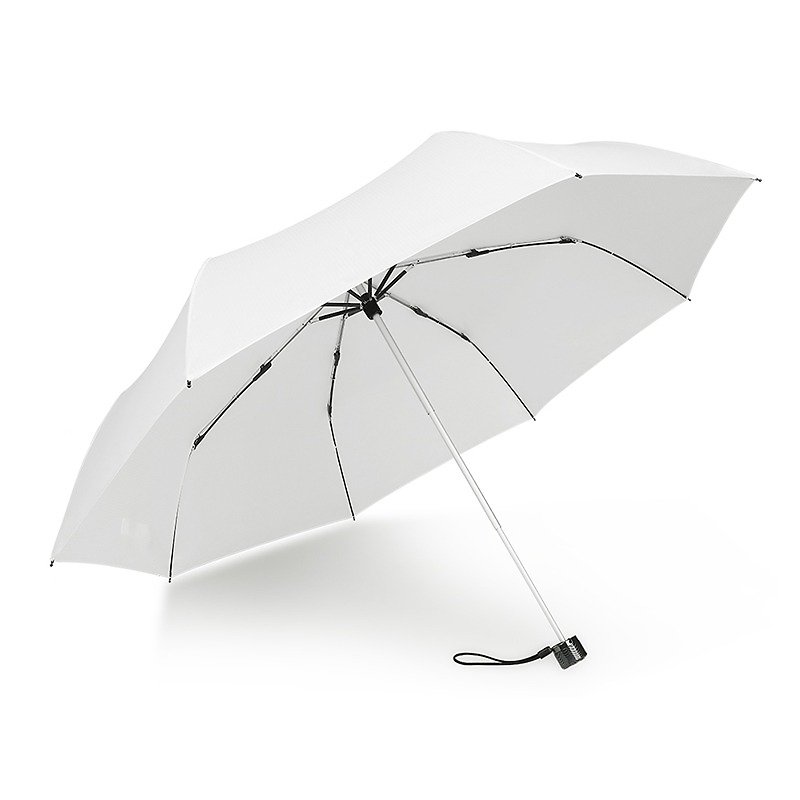 【德国kobold】 抗UV防泼水遮阳三折伞-Lotus素格纹-白 - 雨伞/雨衣 - 纸 白色