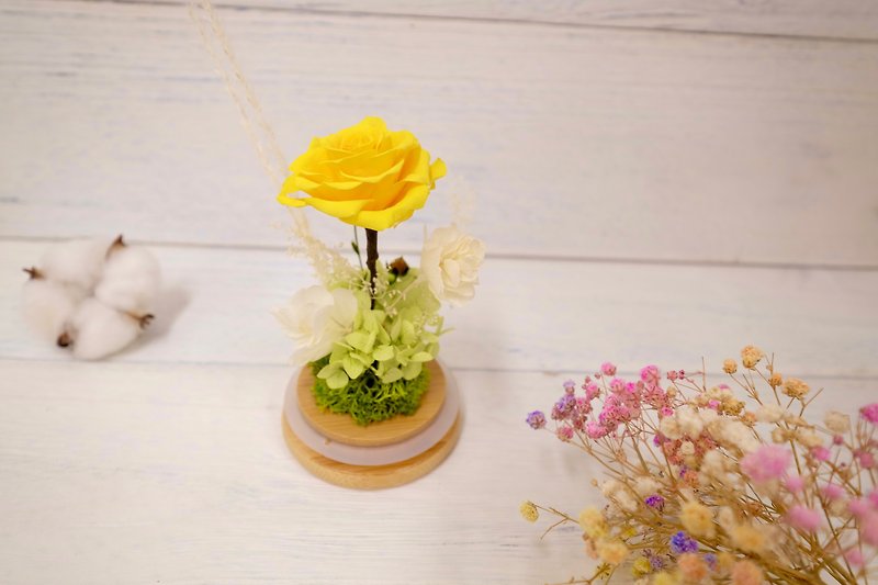 单支永生玫瑰玻璃瓶 鲜黄- Ortensia Florist - 干燥花/捧花 - 植物．花 黄色