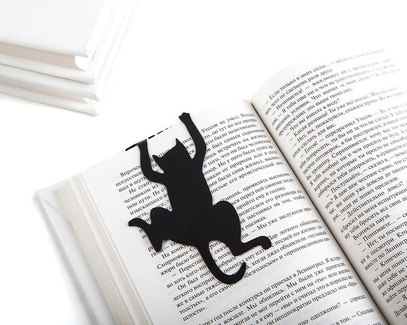 Metal book bookmark // Cat's Library // Free shipping worldwide // - 书签 - 其他材质 黑色