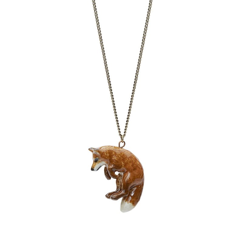 AndMary 手绘瓷项链-跳跃狐狸 礼盒包装 Leaping Fox Necklace - 项链 - 瓷 咖啡色