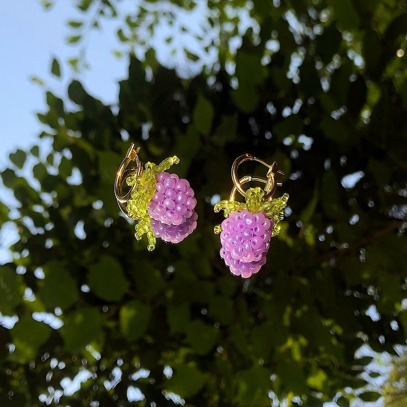 花园浆果耳环 - 耳环/耳夹 - 玻璃 紫色