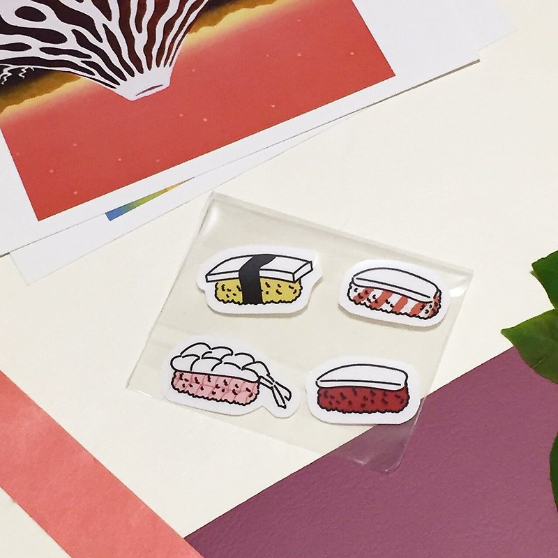 反寿司透明贴纸4入组 - 贴纸 - 纸 红色