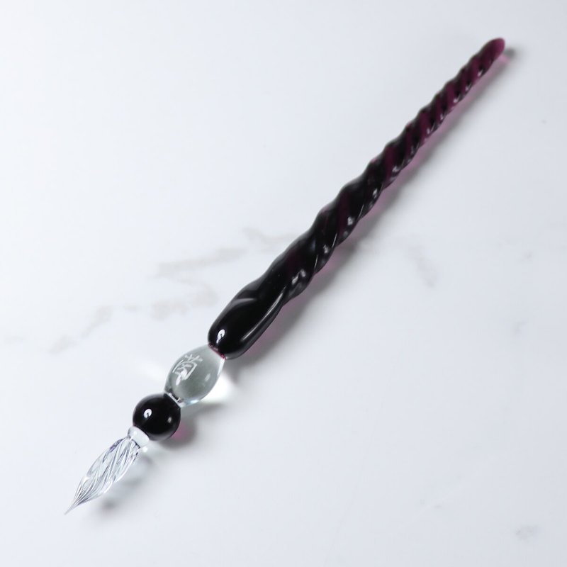 (螺旋造型款) MSA玻璃笔 酒红紫色手工刻字沾水笔 文具 台湾制 - 蘸水笔 - 玻璃 紫色