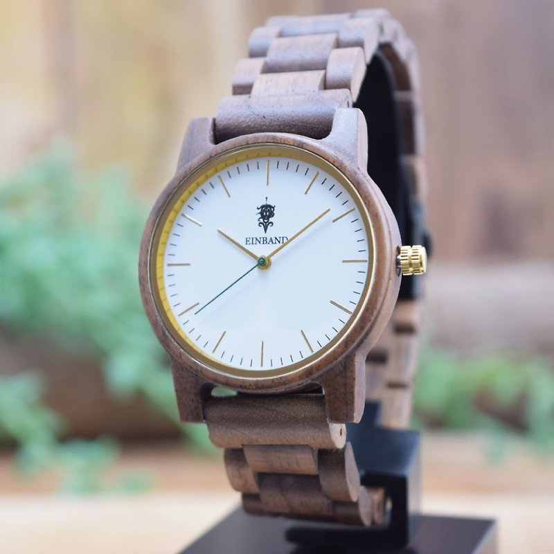 EINBAND Glanz  WHITE 36mm WoodBelt Wooden Watch - 男表/中性表 - 木头 咖啡色