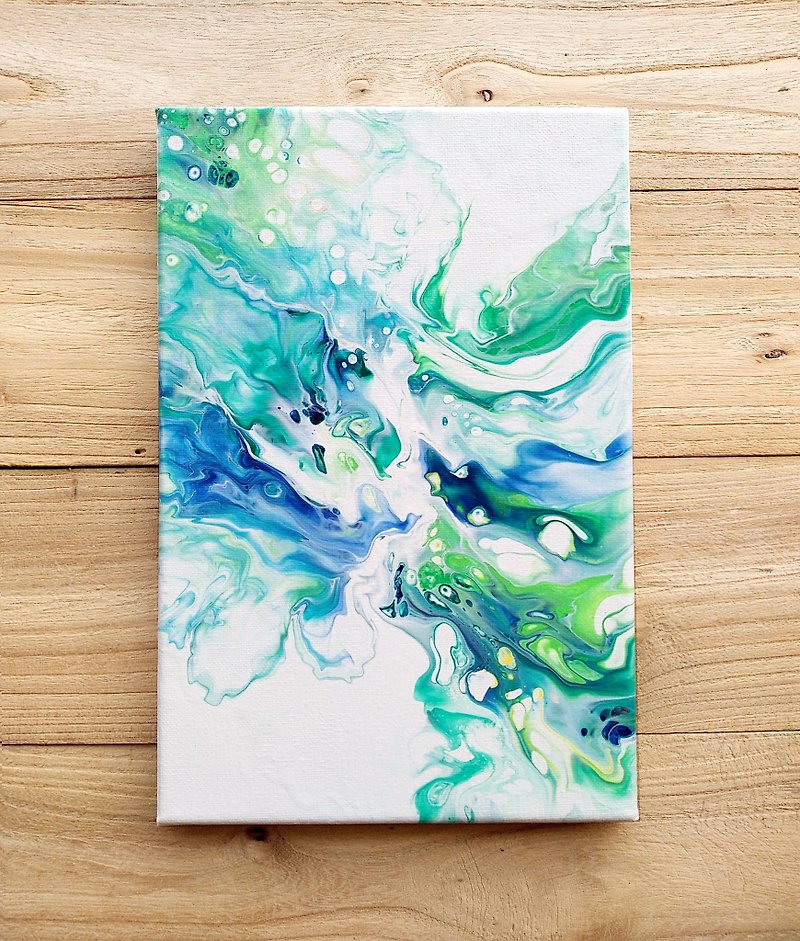 【流体艺术】Dutch Pour | 水蓝色抽象画 | 海洋风简约挂画 - 海报/装饰画/版画 - 棉．麻 
