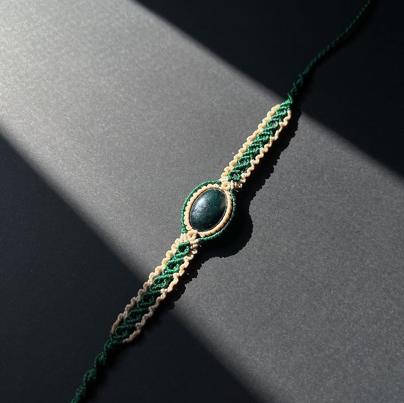 【现货】水草玛瑙图腾编织手链 - 手链/手环 - 水晶 绿色