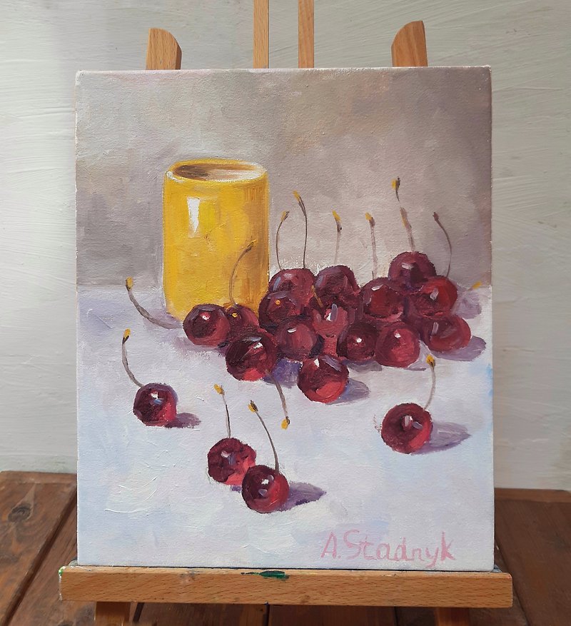 樱桃 10*12 英寸 25*30 厘米 Andriy Stadnyk 油画 印象派 水果 - 墙贴/壁贴 - 其他材质 多色