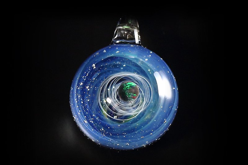 “螺旋宇宙”宇宙玻璃球 no.57 - 颈链 - 玻璃 蓝色