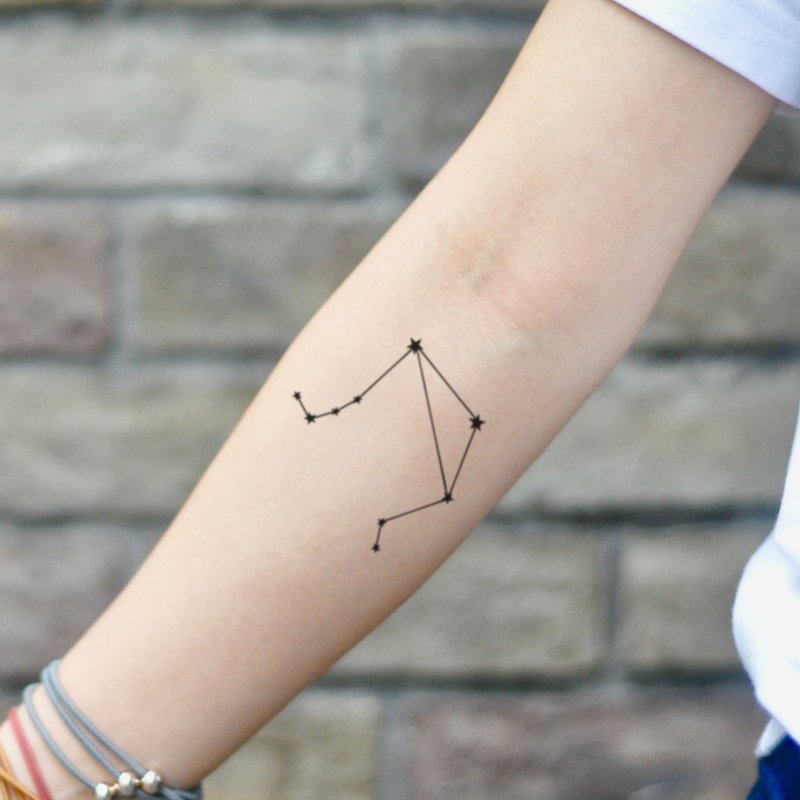 OhMyTat 天秤座星座 Libra Constellation 刺青纹身贴纸 (2 张) - 纹身贴 - 纸 黑色