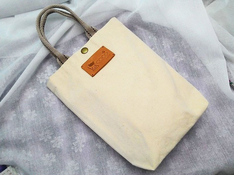 无印帆布长型小提袋(印刷 蝶谷巴特 素材) SAL03 - 手提包/手提袋 - 棉．麻 