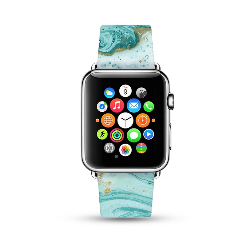 湖绿色海洋玛瑙 Apple Watch 真皮手表带 38 40 42 44 mm -306 - 表带 - 真皮 绿色