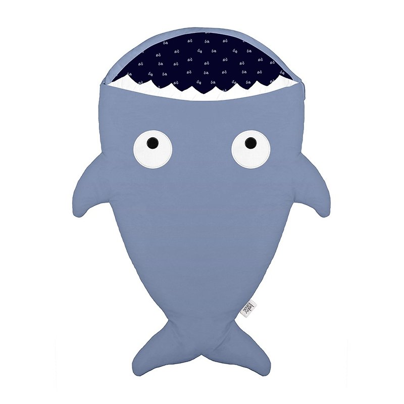 【西班牙制】鲨鱼咬一口BabyBites纯棉婴幼儿多功能睡袋-轻量版 - 满月礼盒 - 棉．麻 蓝色