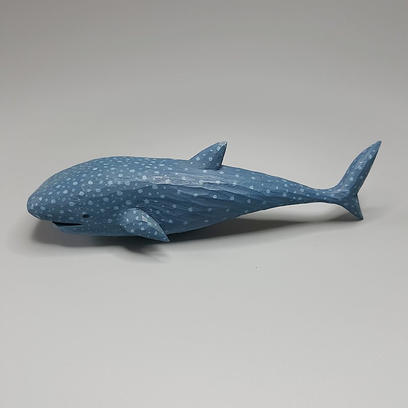 鲸鲨 木雕艺术品 - 玩偶/公仔 - 木头 蓝色