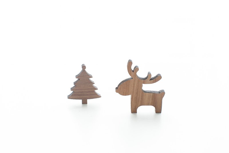优惠 定制化姓名礼物原木深色造型木片 - 圣诞小树 - 摆饰 - 纸 咖啡色