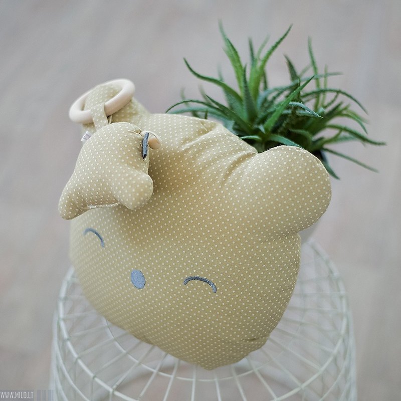 Sandy bear pillow and teething ring - 玩具/玩偶 - 棉．麻 咖啡色