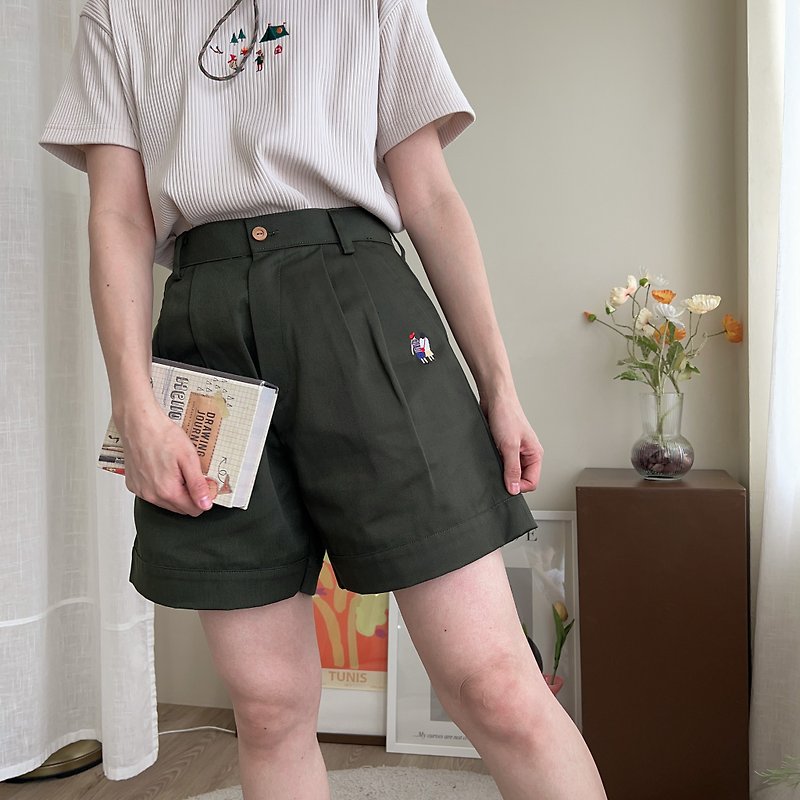 KATJI Shorts - A couple - 女装短裤 - 棉．麻 绿色