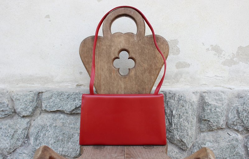 意大利制里标DARAGONA品牌红色肩背包Made in ItalyB168 - 侧背包/斜挎包 - 真皮 红色