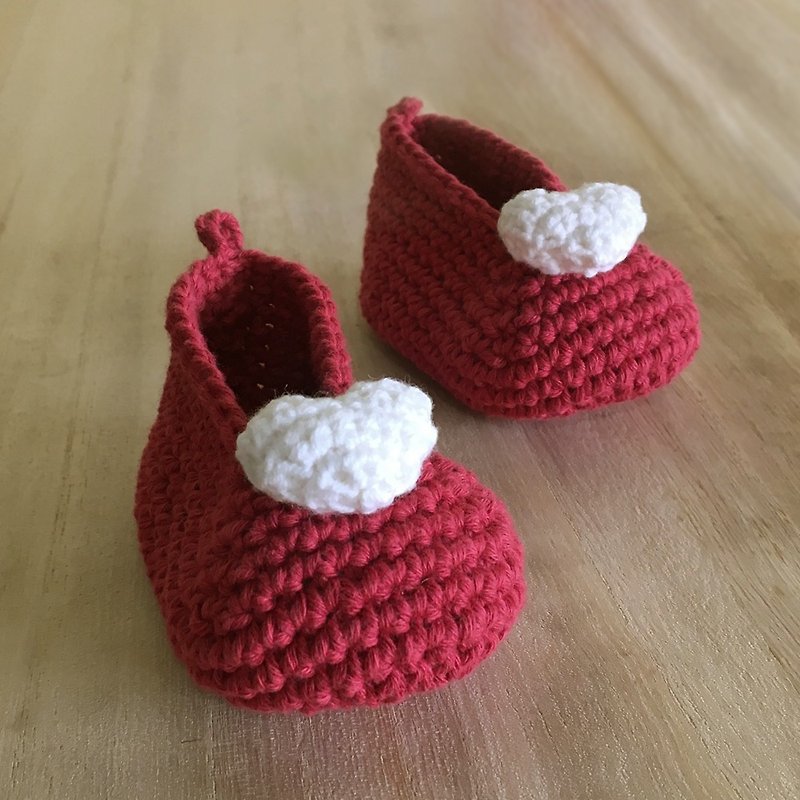Lovely Baby Ballerina Booties Shoes Crochet Baby Footwear Red Heart Baby Booties - 童装鞋 - 棉．麻 红色