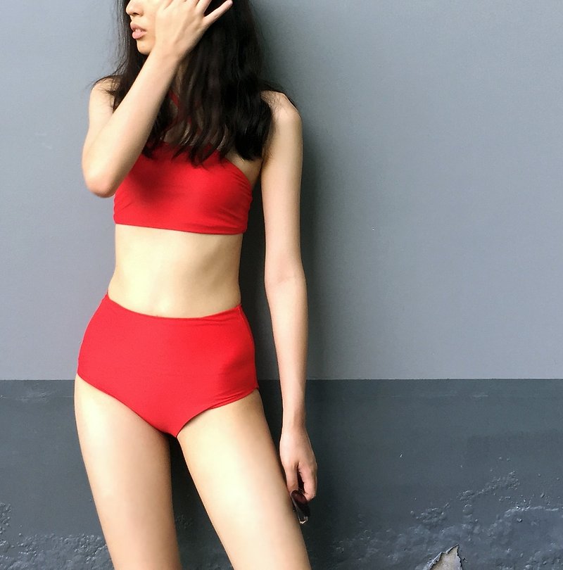 Joe High - Waist Bikini Bottom - Red - M - 女装泳衣/比基尼 - 聚酯纤维 红色
