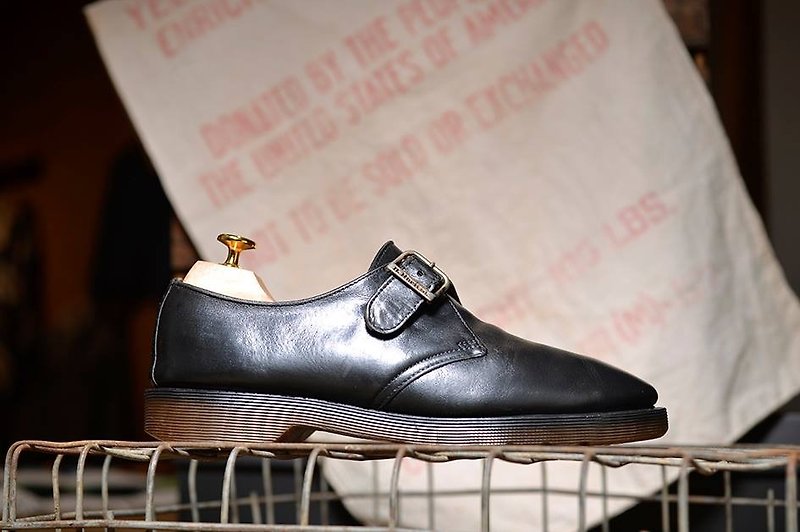 《Dr. Martens Shoes》 黑色孟克鞋 DMC08 - 男款休闲鞋 - 真皮 黑色