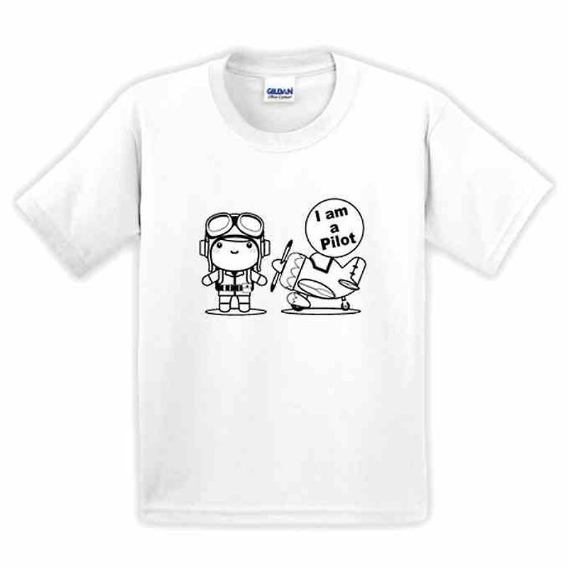 彩绘T恤 | 小小飞行员 | 美国棉T恤 | 童装 | 亲子装 | 礼物 |手绘 |白色 - 其他 - 棉．麻 