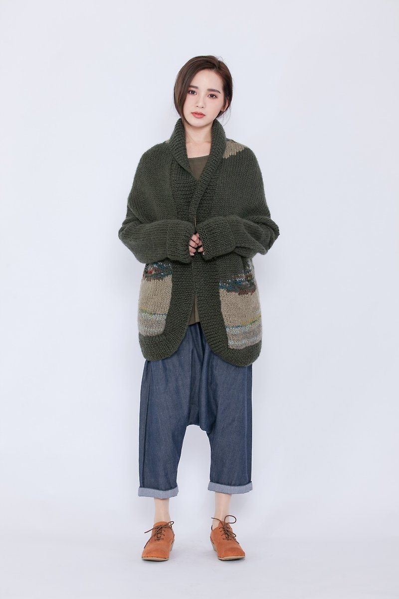 羊毛手织大地彩色两穿外套-公平贸易 - 女装休闲/机能外套 - 羊毛 绿色
