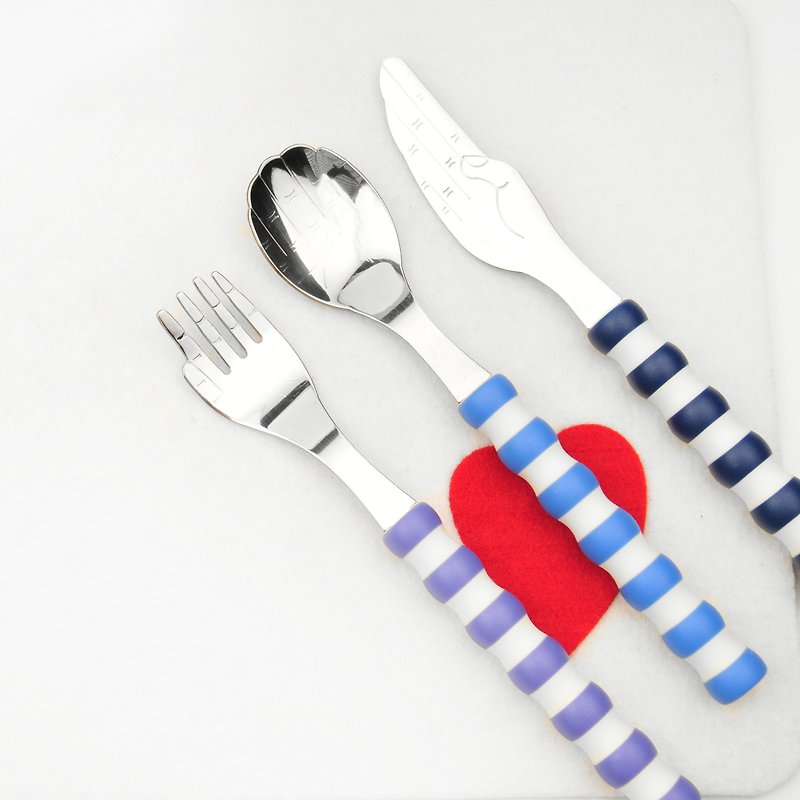 台湾第一筷。西式手手儿童餐具组 - 餐刀/叉/匙组合 - 不锈钢 多色