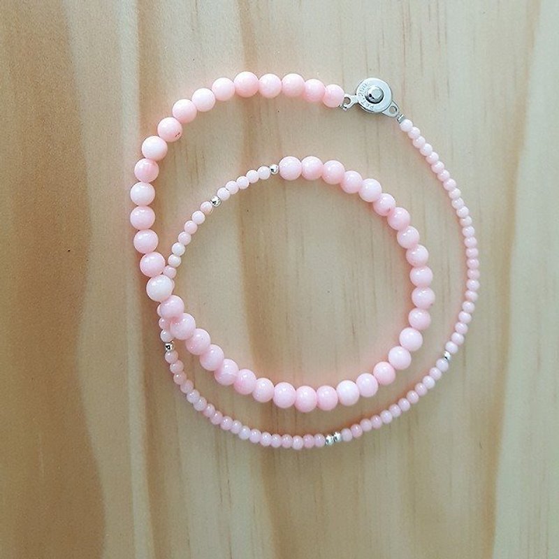 108 perles 小清新/双圈粉色珊瑚  4mm&2mm - 手链/手环 - 宝石 粉红色