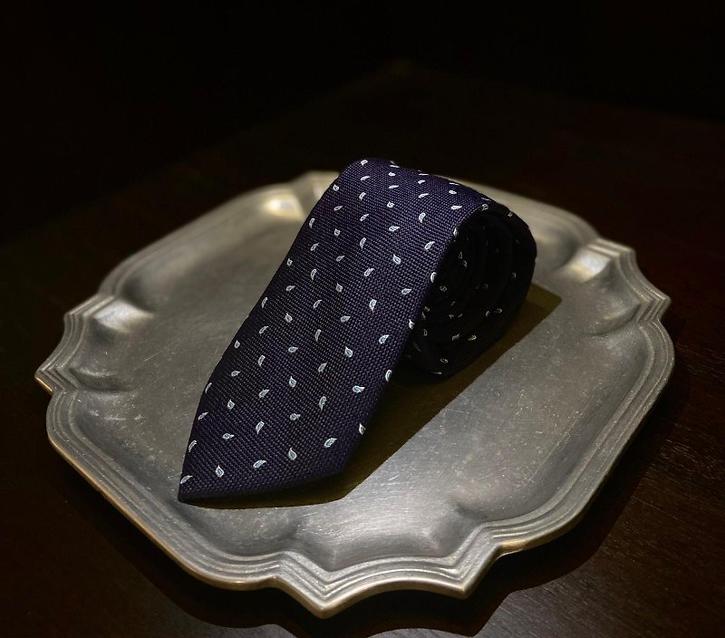 【绅装精选】深蓝色图案丝质领带 - 领带/领带夹 - 丝．绢 蓝色
