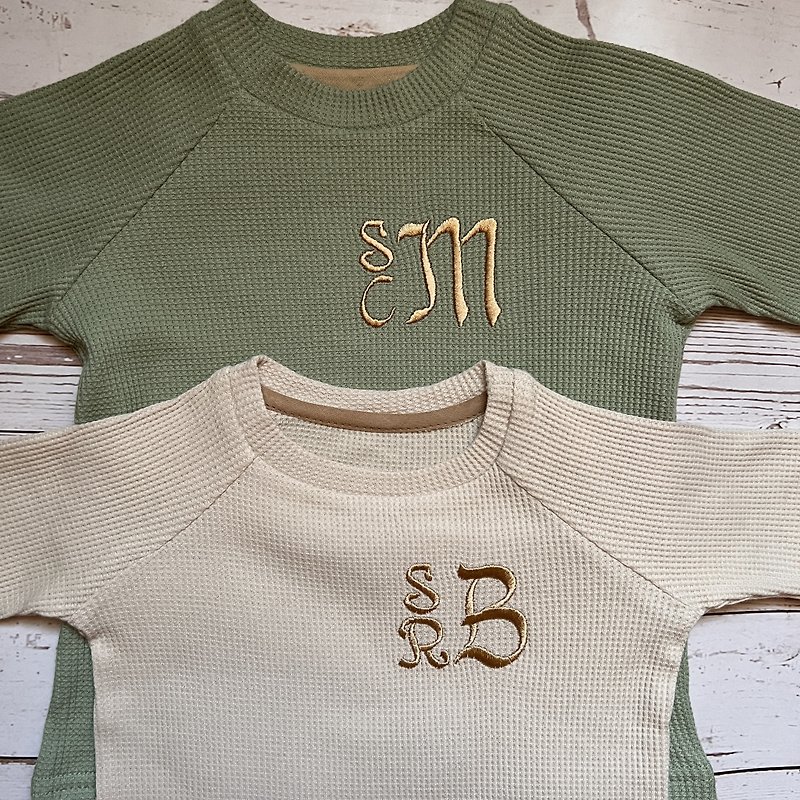 Custom shirt baby boy coming home outfit organic cotton baby clothe embroidering - 童装上衣 - 棉．麻 白色
